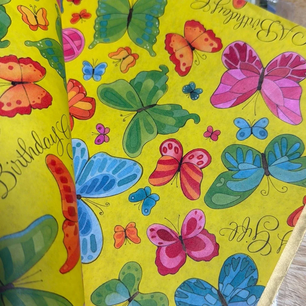 VTG Hallmark Ambassador Gift Wrap Lot Panda Floral Butterfly Polka Dot Neon